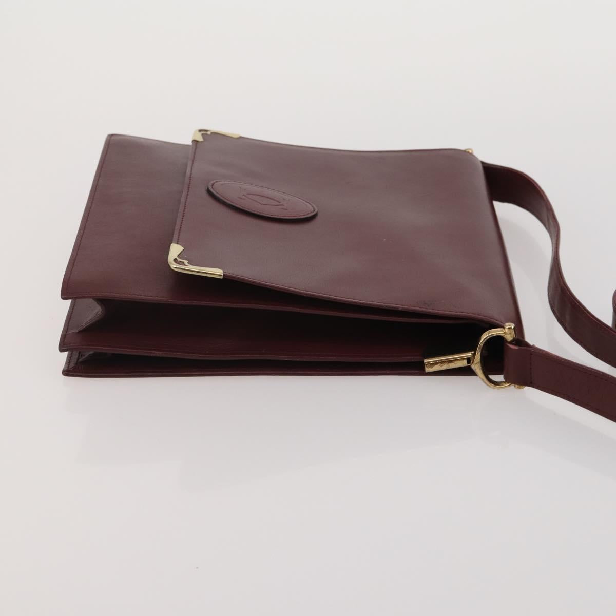 CARTIER Must Line Shoulder Bag Leather 2 Set Bordeaux Auth bs36695