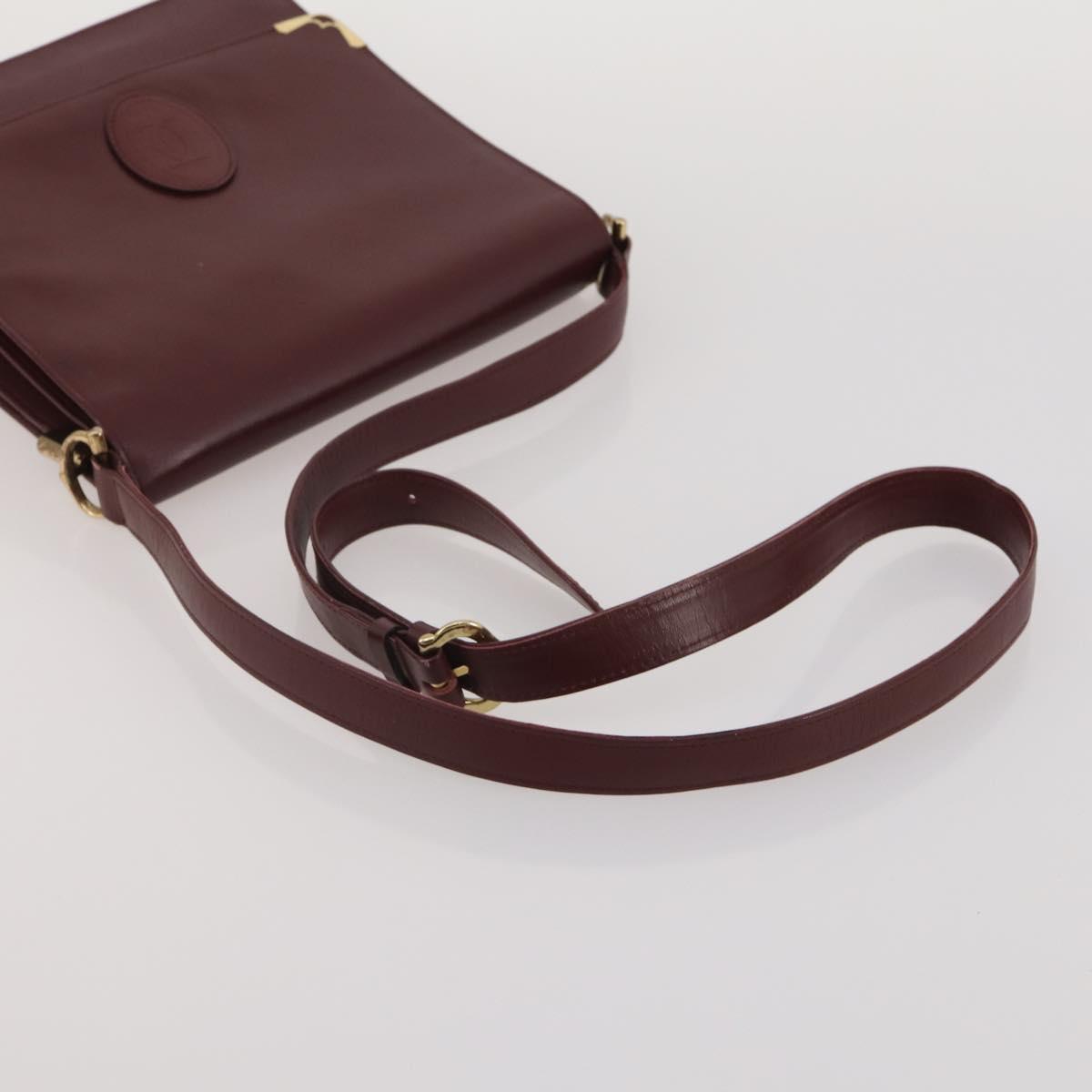 CARTIER Must Line Shoulder Bag Leather 2 Set Bordeaux Auth bs36695