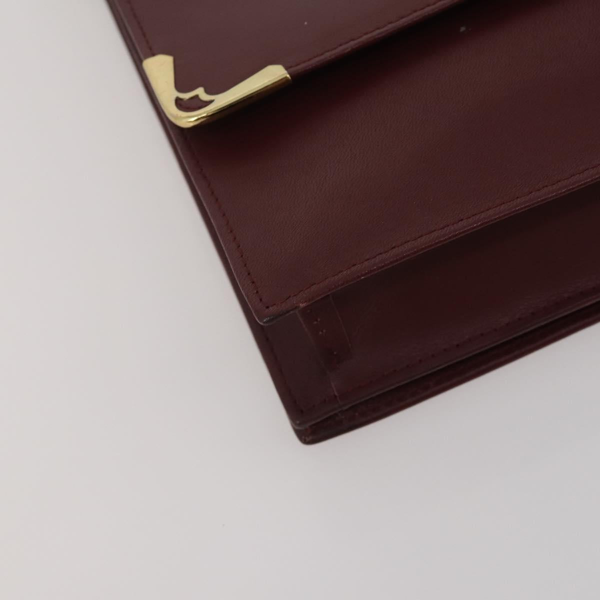 CARTIER Must Line Shoulder Bag Leather 2 Set Bordeaux Auth bs36695