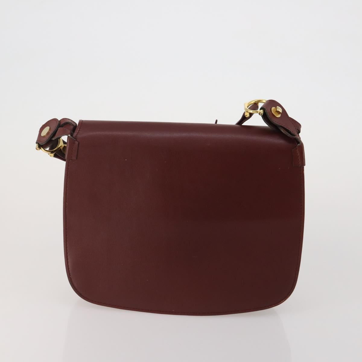 CARTIER Must Line Shoulder Bag Leather 2 Set Bordeaux Auth bs36695