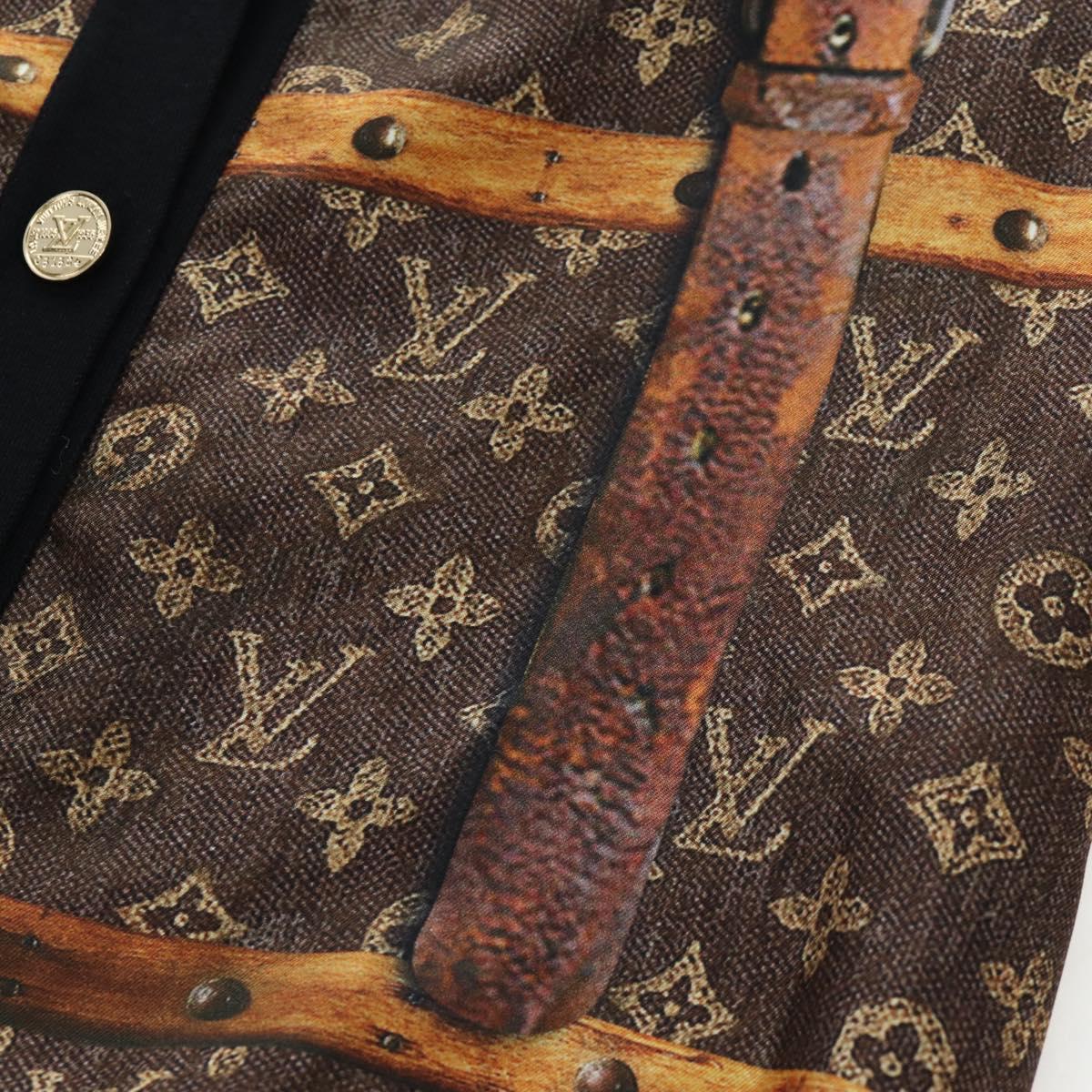 LOUIS VUITTON Monogram Trunk Time Cardigan Wool Silk S LV Auth bs36696M