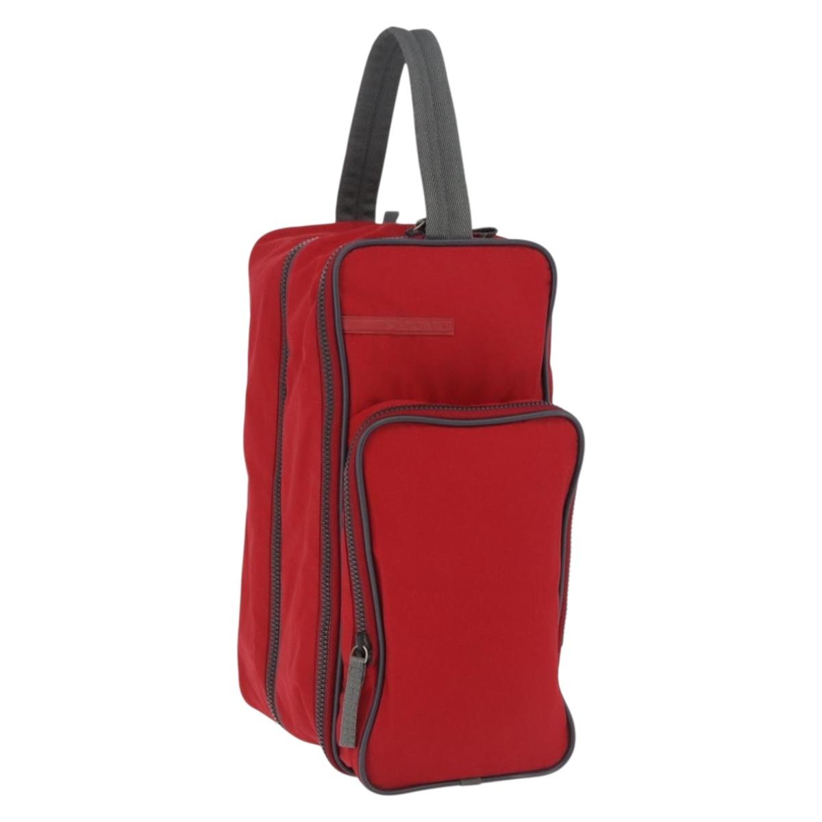 PRADA Sports Line Shoes Case Hand Bag Nylon Red Auth bs36709