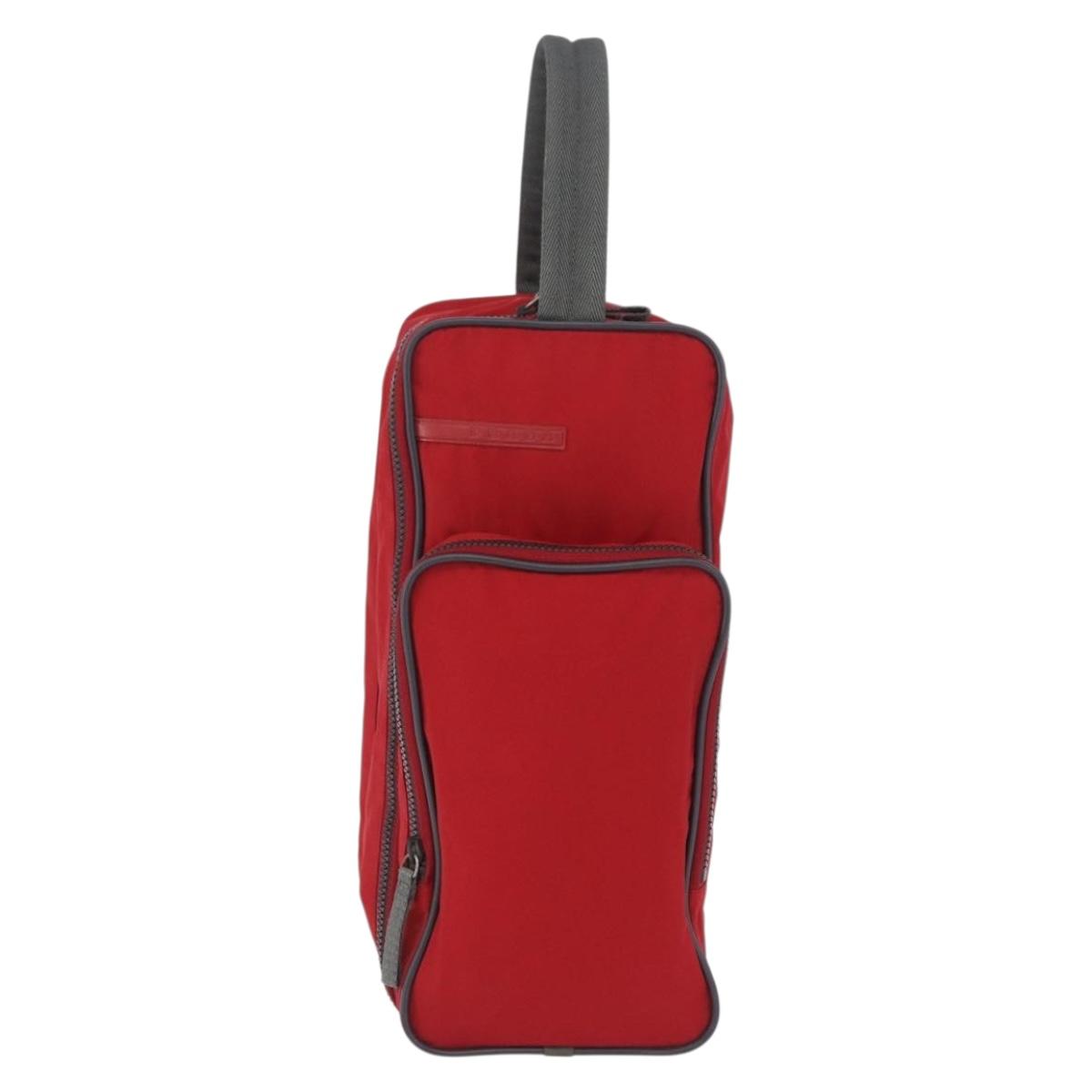PRADA Sports Line Shoes Case Hand Bag Nylon Red Auth bs36709