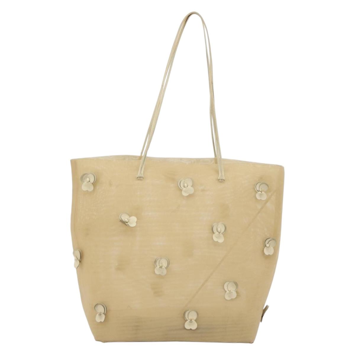 PRADA Tote Bag Mesh Beige Auth bs36710