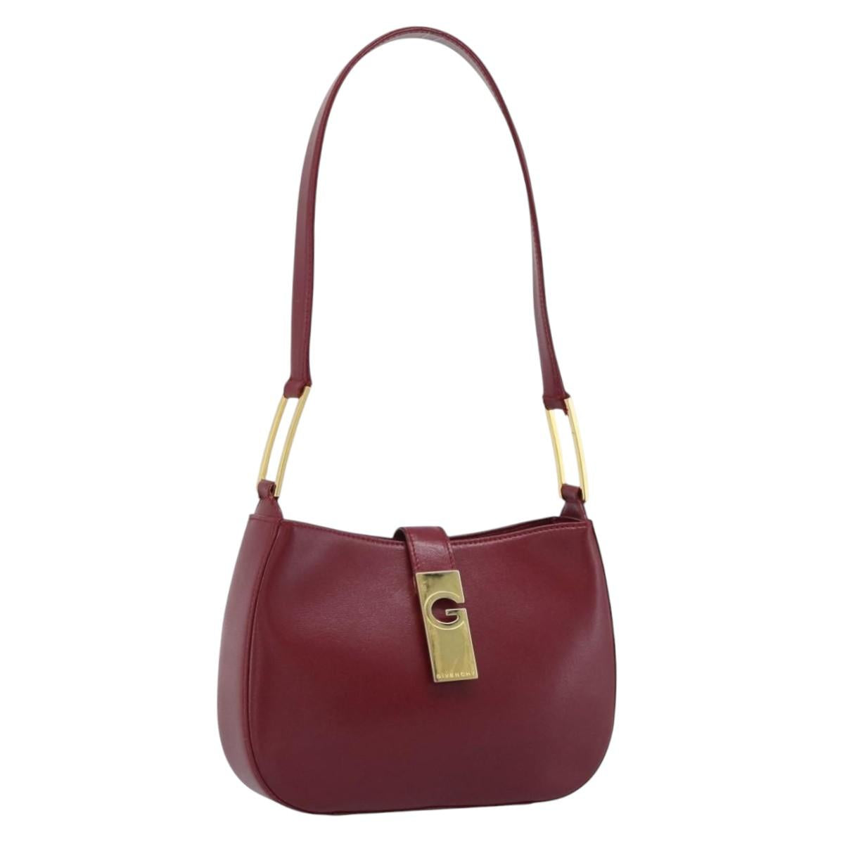 GIVENCHY Shoulder Bag Leather Red Gold Auth bs36712A