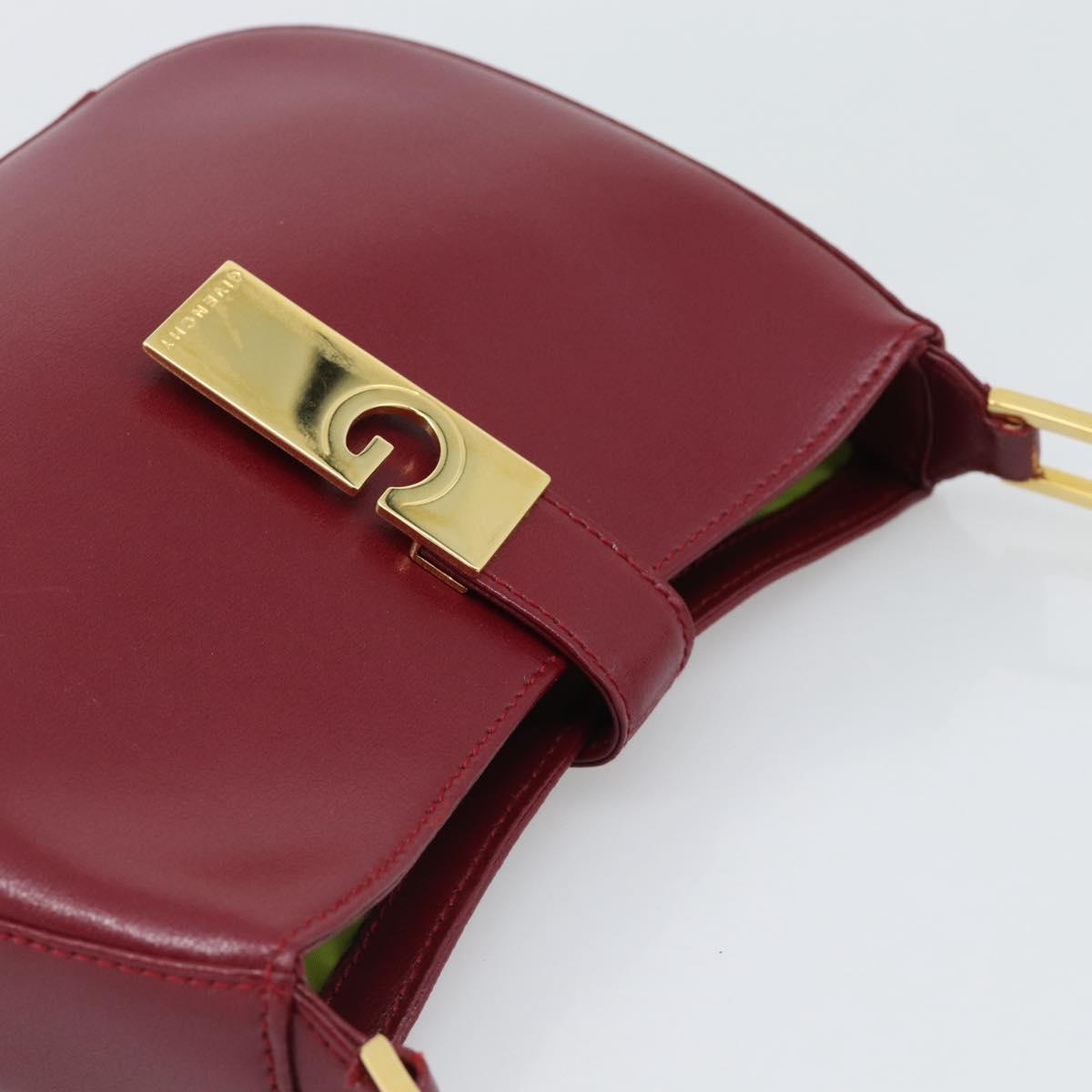 GIVENCHY Shoulder Bag Leather Red Gold Auth bs36712A