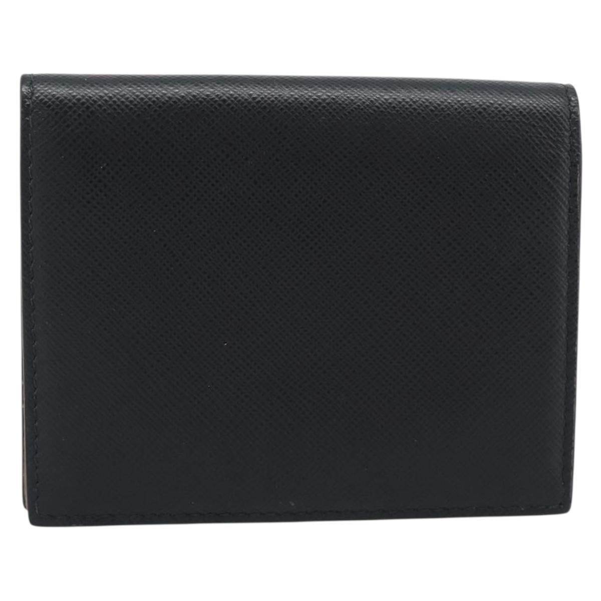 PRADA Bifold Wallet Safiano Leather Black Gold Auth bs36713A