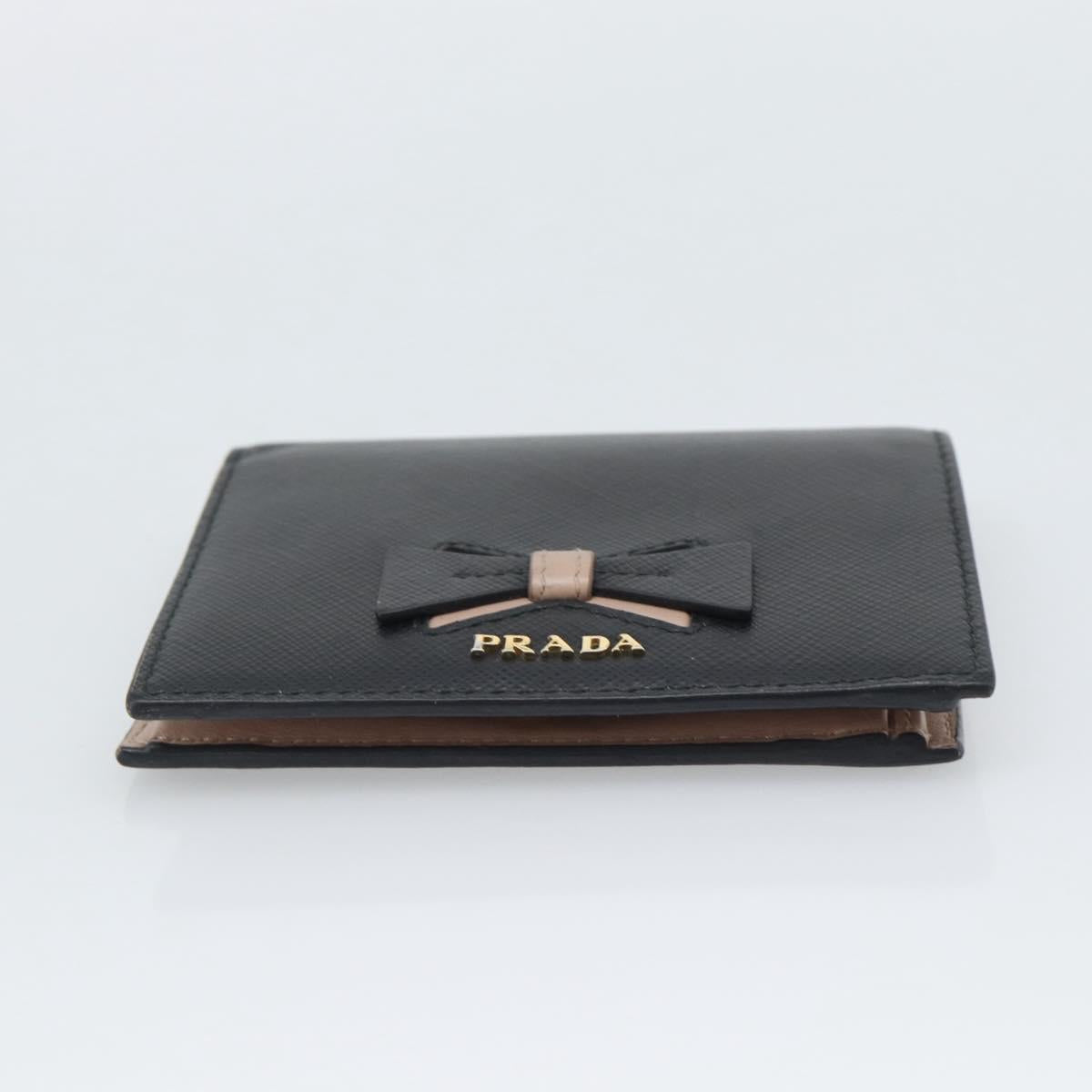 PRADA Bifold Wallet Safiano Leather Black Gold Auth bs36713A