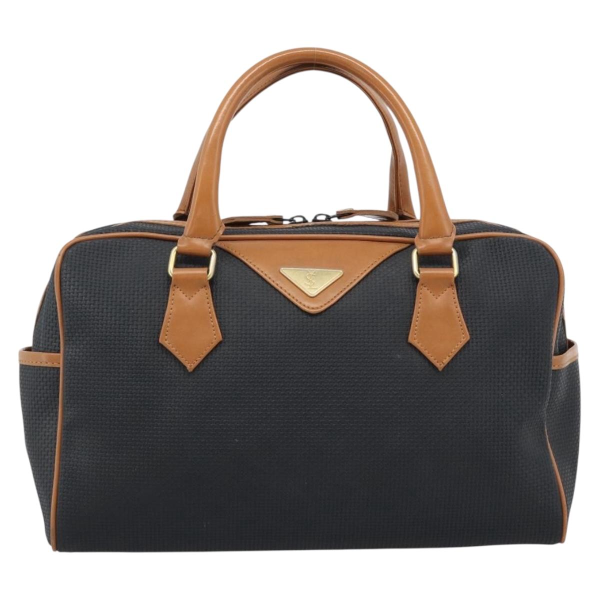 SAINT LAURENT Boston Bag PVC Black Gold Auth bs36716