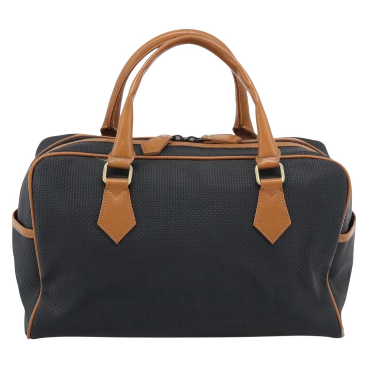 SAINT LAURENT Boston Bag PVC Black Gold Auth bs36716