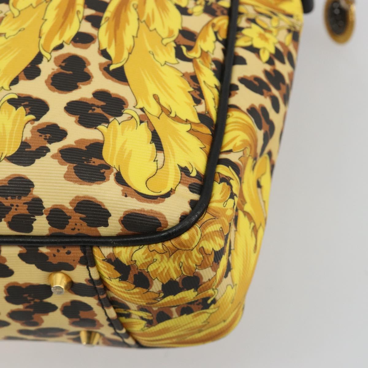 Gianni Versace Tote Bag PVC Canvas Yellow Gold Auth bs36718