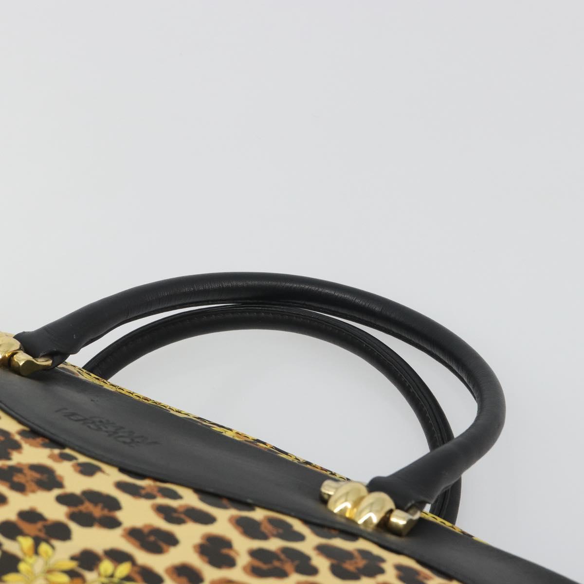 Gianni Versace Tote Bag PVC Canvas Yellow Gold Auth bs36718