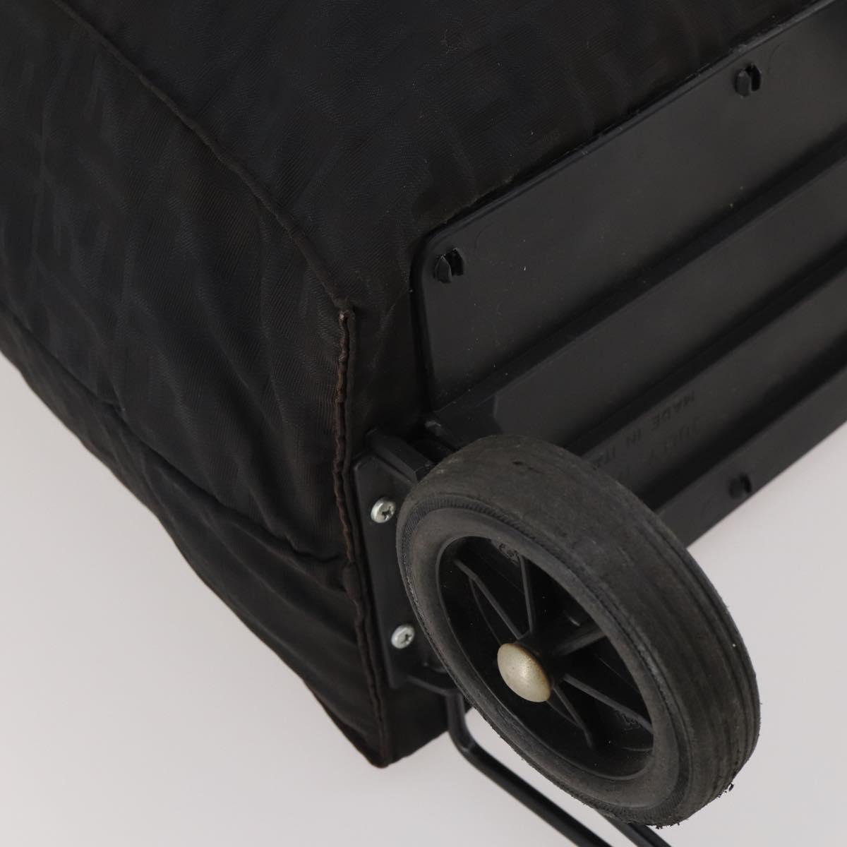 FENDI Carry Case Zucca Canvas Black Brown Auth bs36724