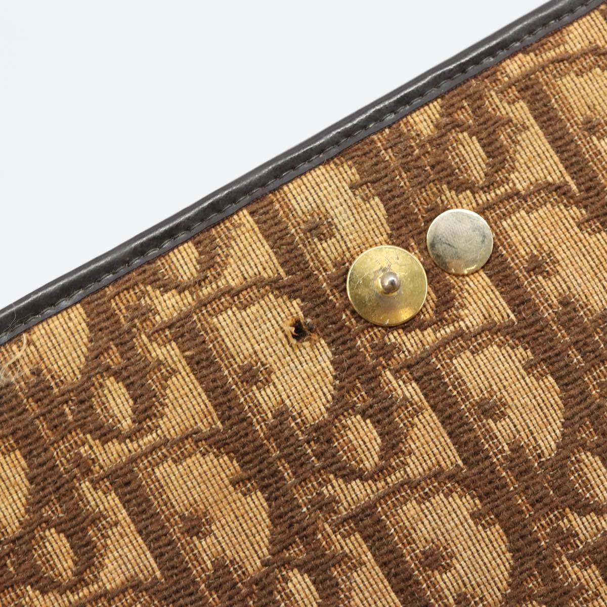 Christian Dior Trotter Canvas Chain Shoulder Bag Beige Gold Auth bs36726
