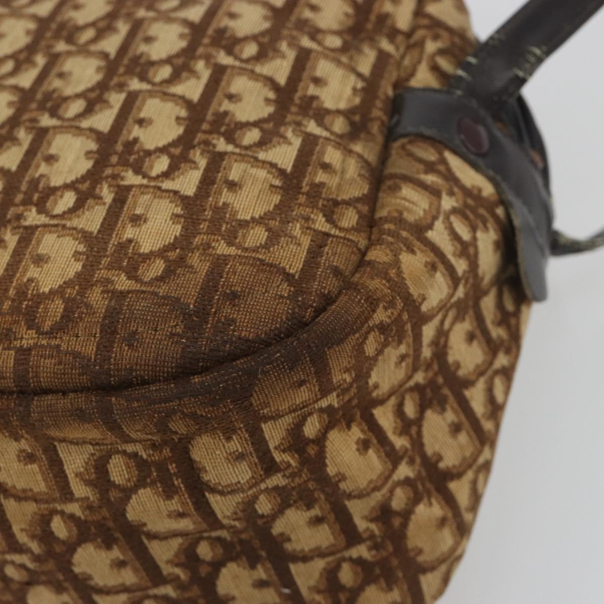 Christian Dior Trotter Canvas Shoulder Bag Brown Gold Auth bs36727