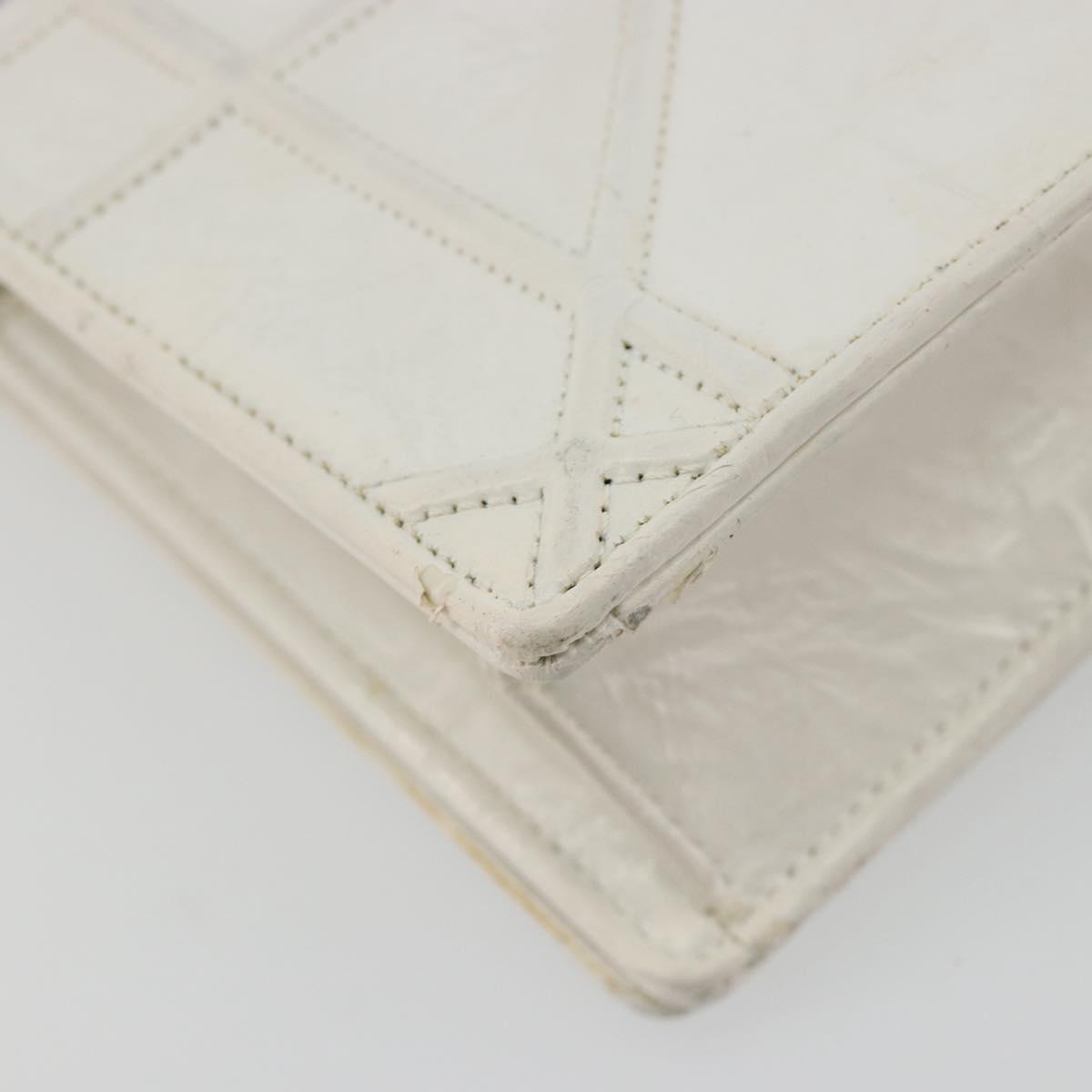 Christian Dior Chain Shoulder Bag Leather White Gold Auth bs36728