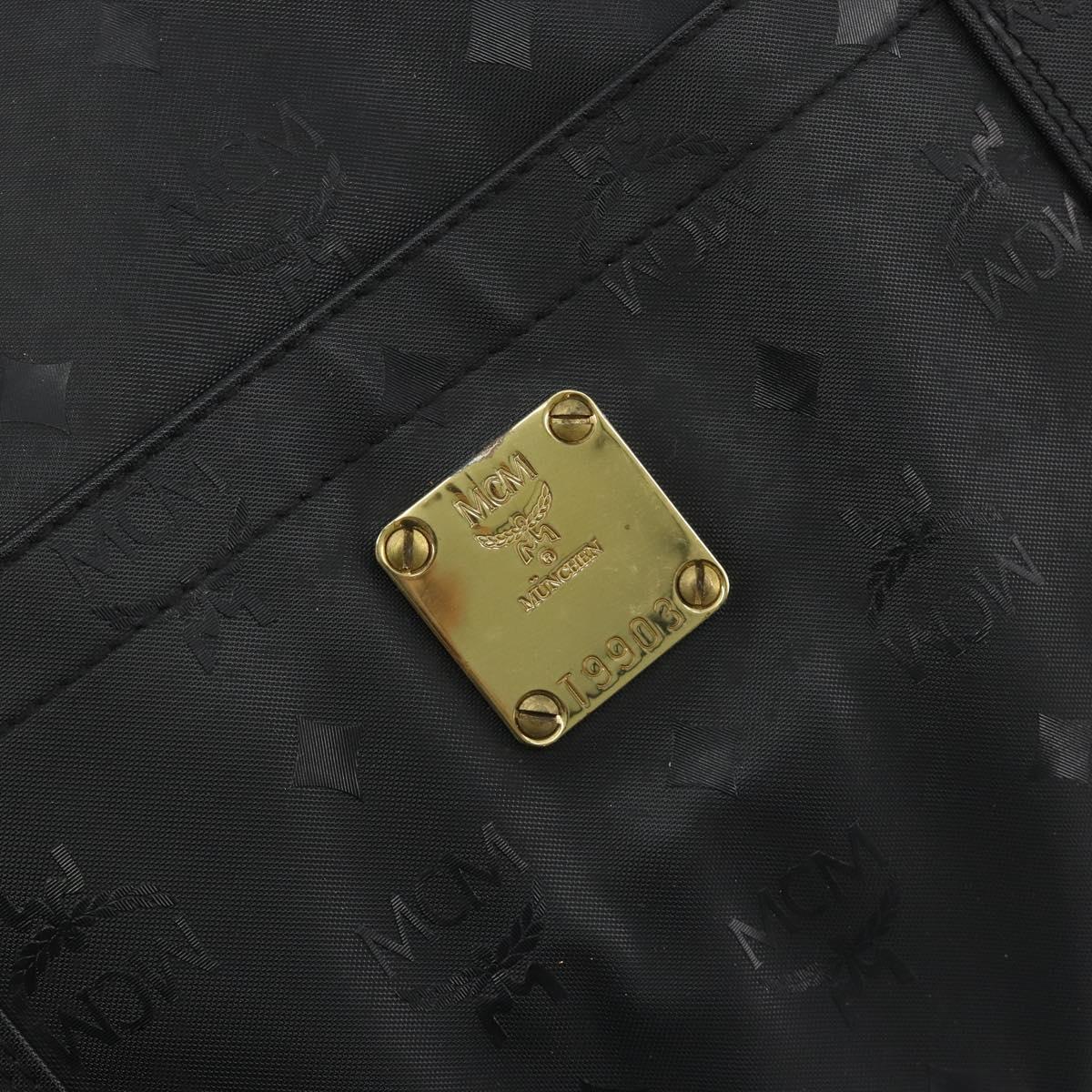 MCM Vicetos Logogram Shoulder Bag PVC Black Gold Auth bs36729