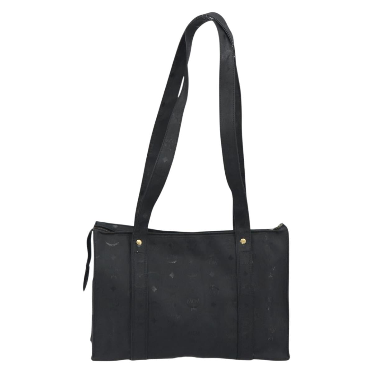MCM Vicetos Logogram Shoulder Bag PVC Black Gold Auth bs36729