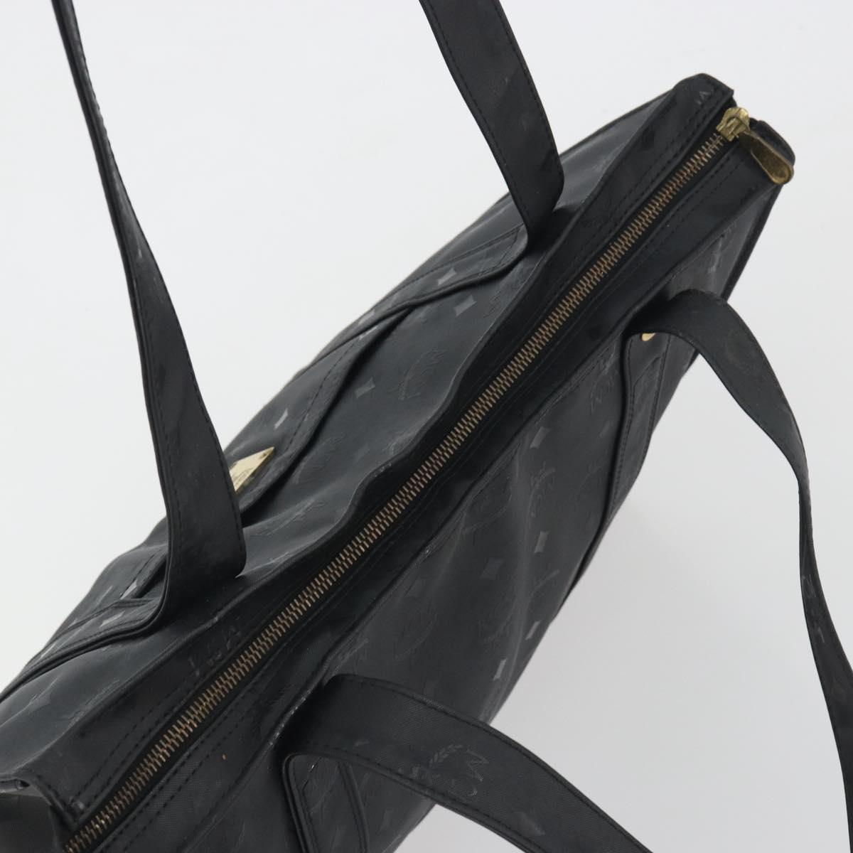 MCM Vicetos Logogram Shoulder Bag PVC Black Gold Auth bs36729