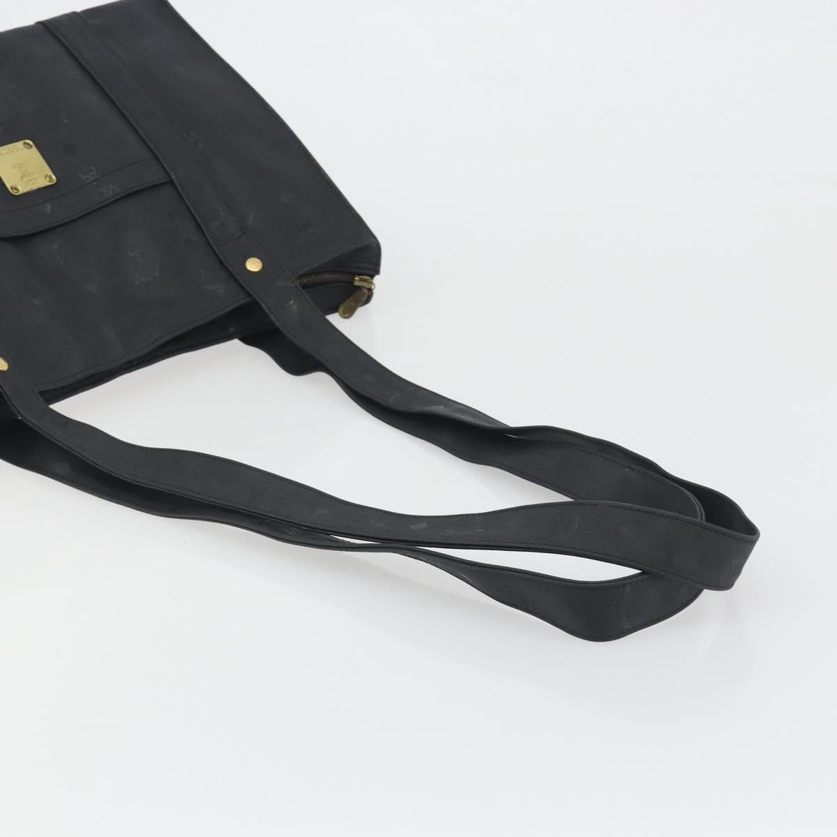 MCM Vicetos Logogram Shoulder Bag PVC Black Gold Auth bs36729