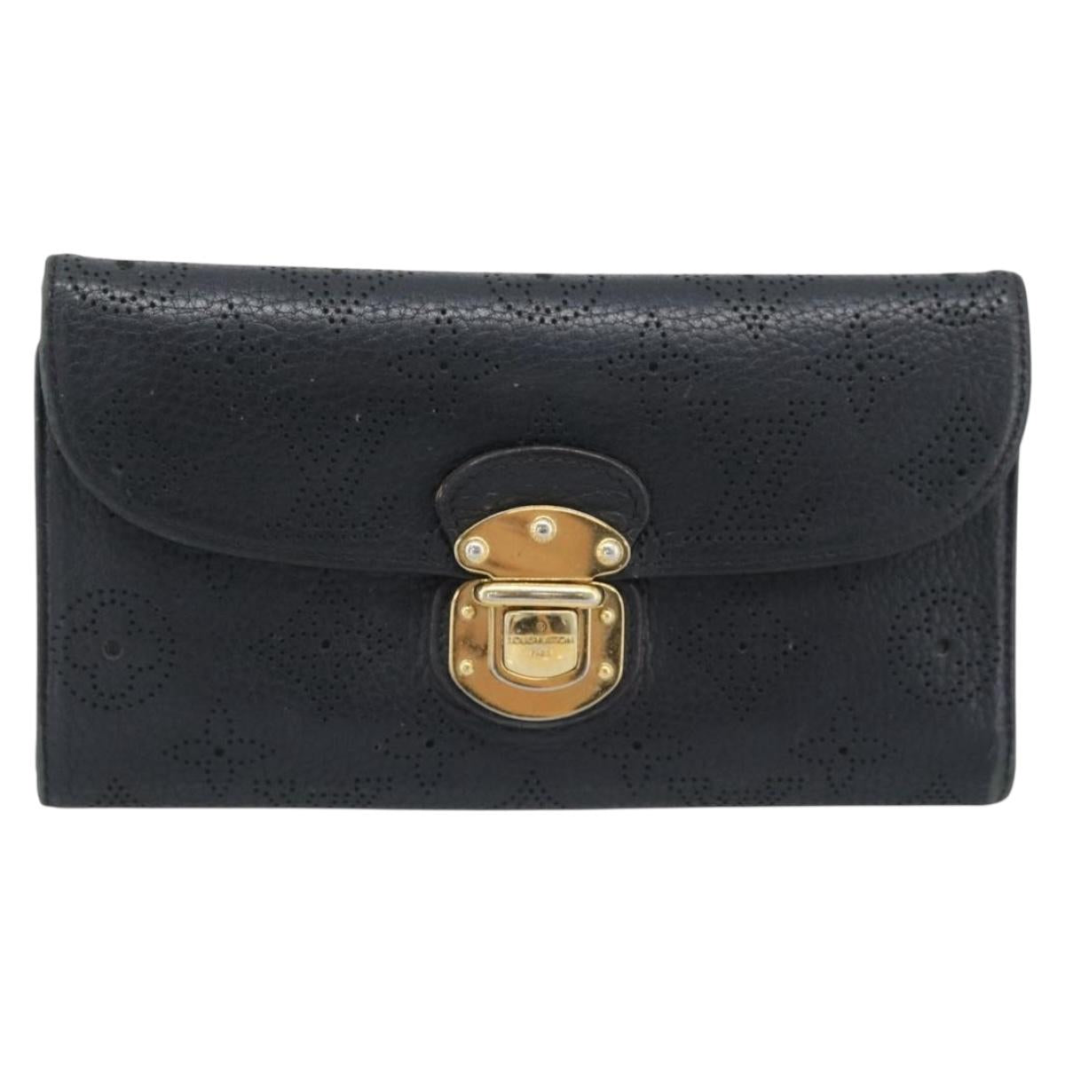 LOUIS VUITTON Monogram Mahina Portefeuille Amelia Black M95549 Auth bs36730