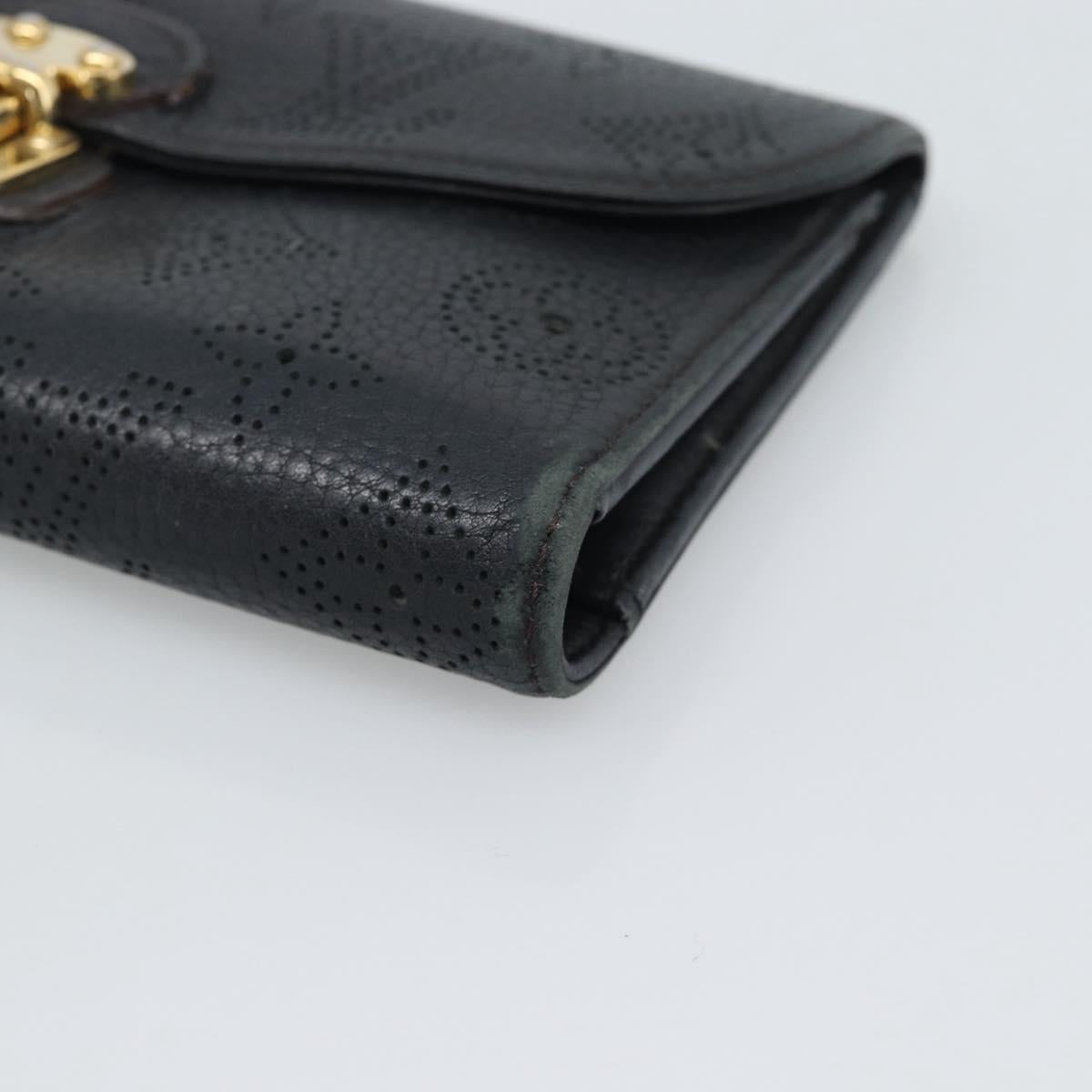 LOUIS VUITTON Monogram Mahina Portefeuille Amelia Black M95549 Auth bs36730
