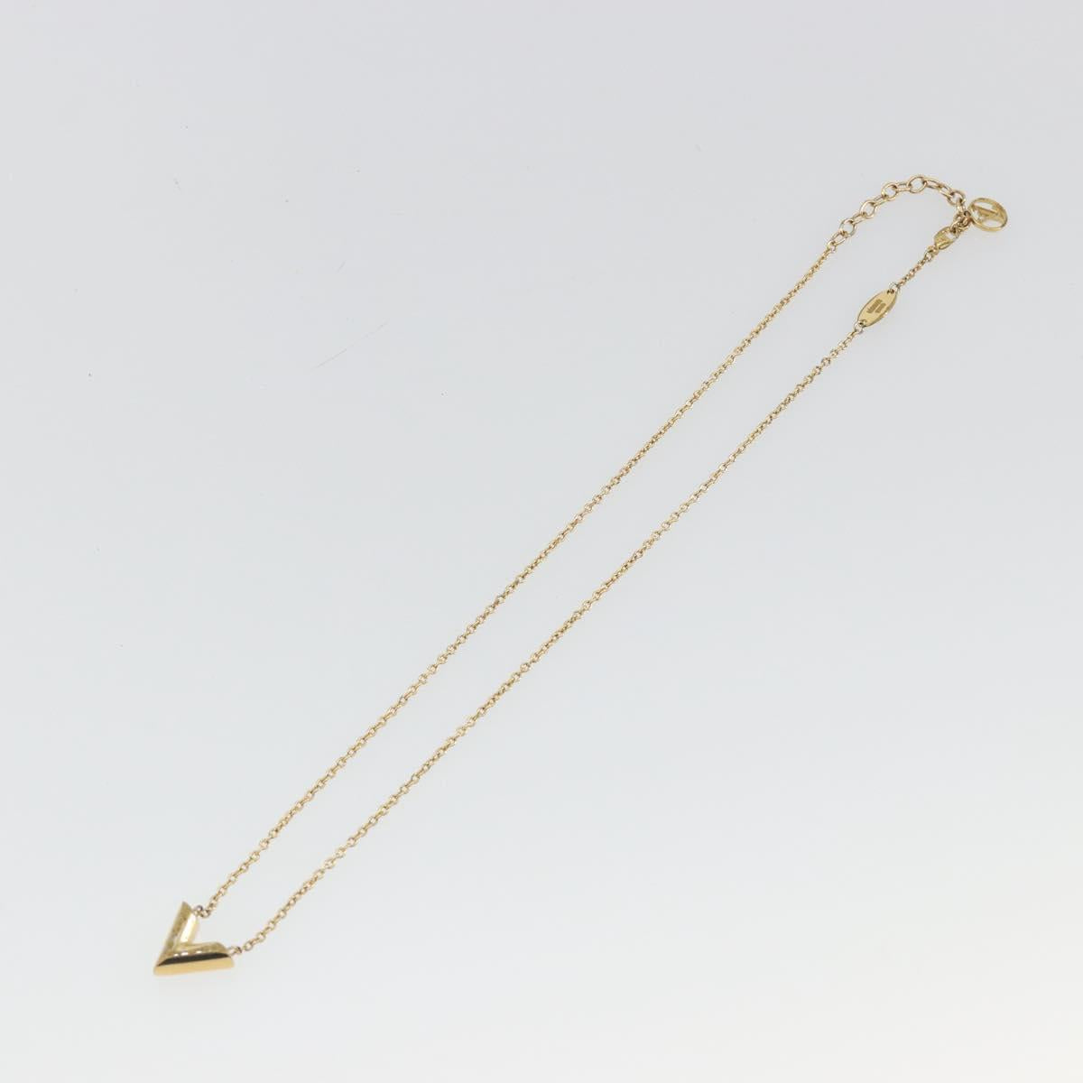 LOUIS VUITTON Essential V Necklace Metal Gold M61083 LV Auth bs36732