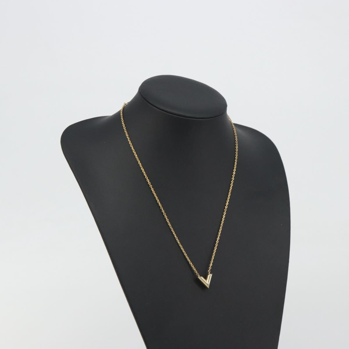 LOUIS VUITTON Essential V Necklace Metal Gold M61083 LV Auth bs36732