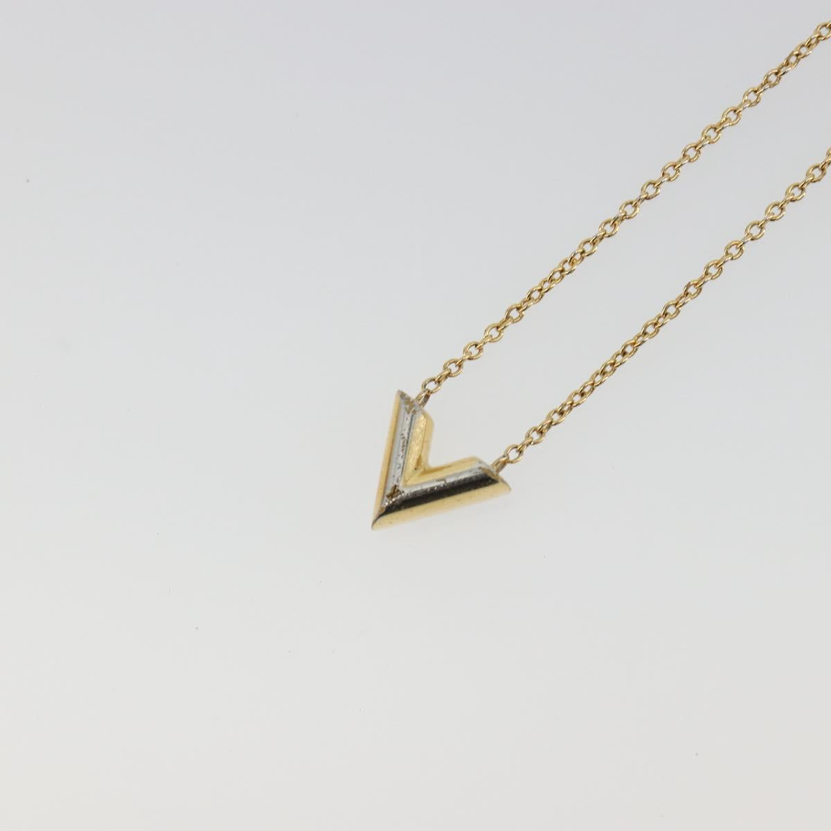 LOUIS VUITTON Essential V Necklace Metal Gold M61083 LV Auth bs36732