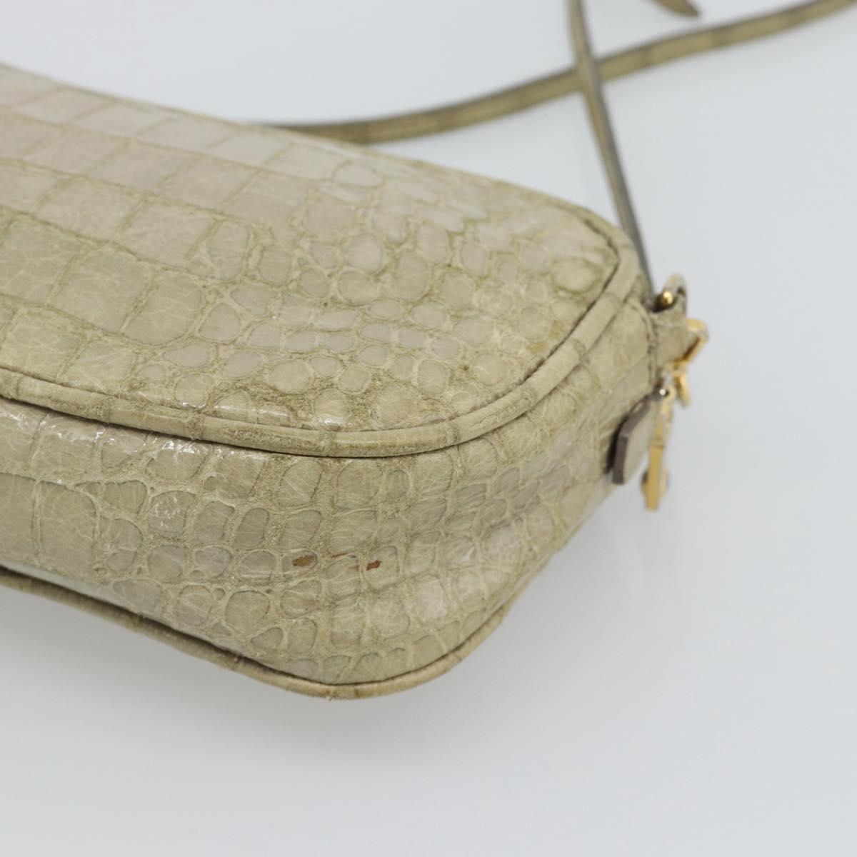 Miu Miu Shoulder Bag Leather Beige Gold Auth bs36735