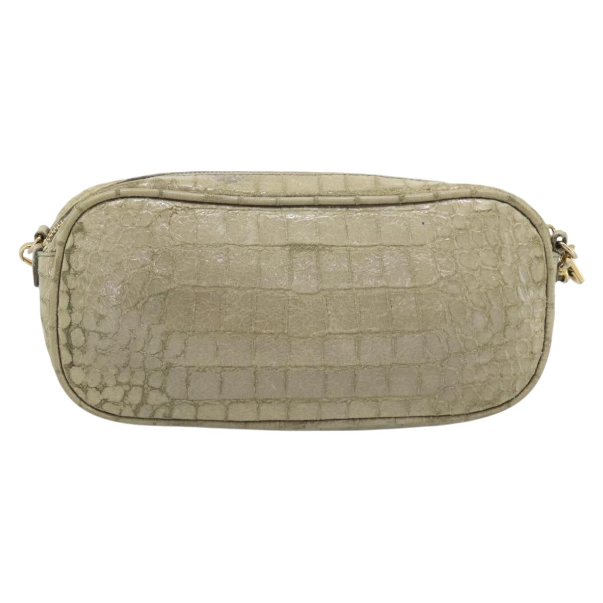 Miu Miu Shoulder Bag Leather Beige Gold Auth bs36735
