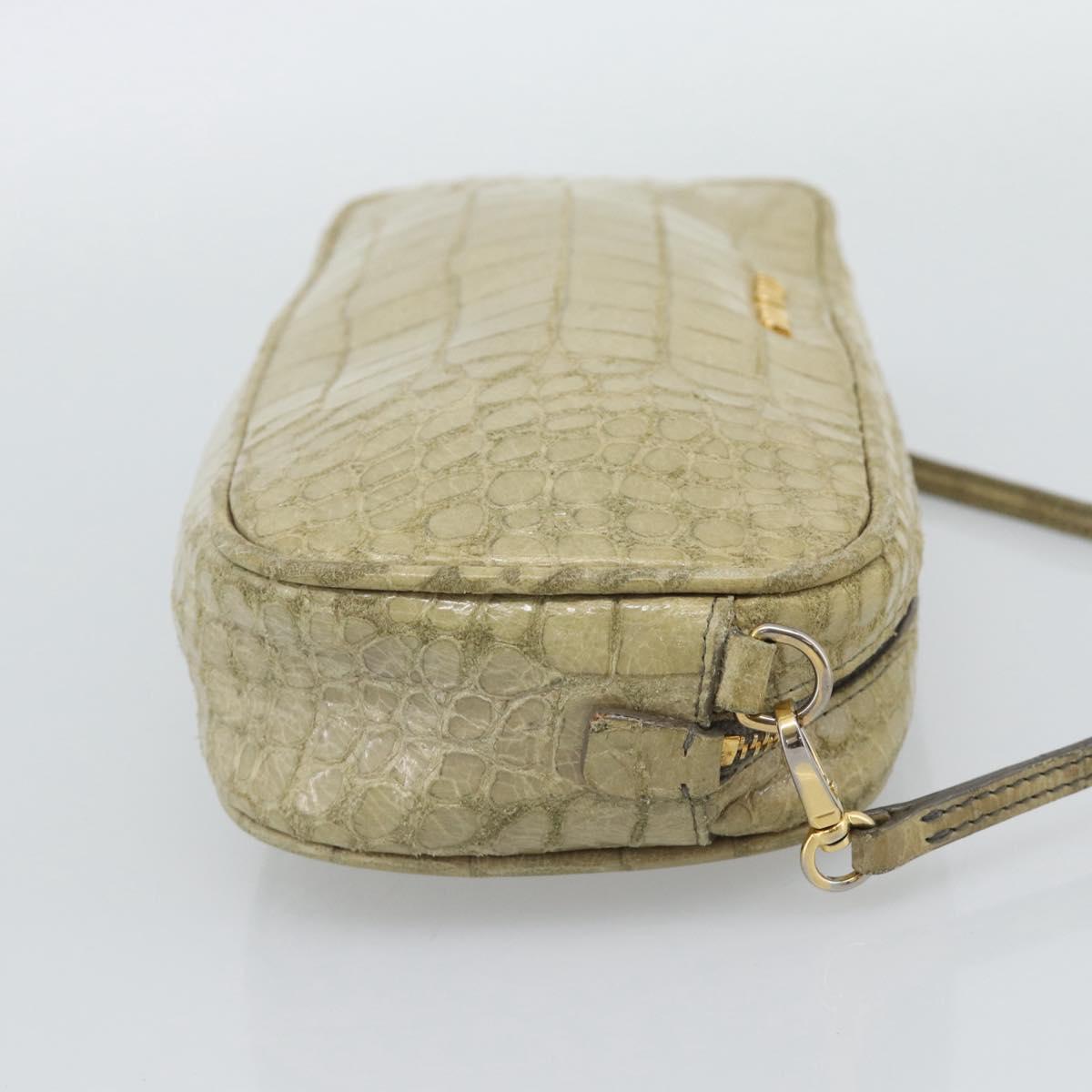 Miu Miu Shoulder Bag Leather Beige Gold Auth bs36735