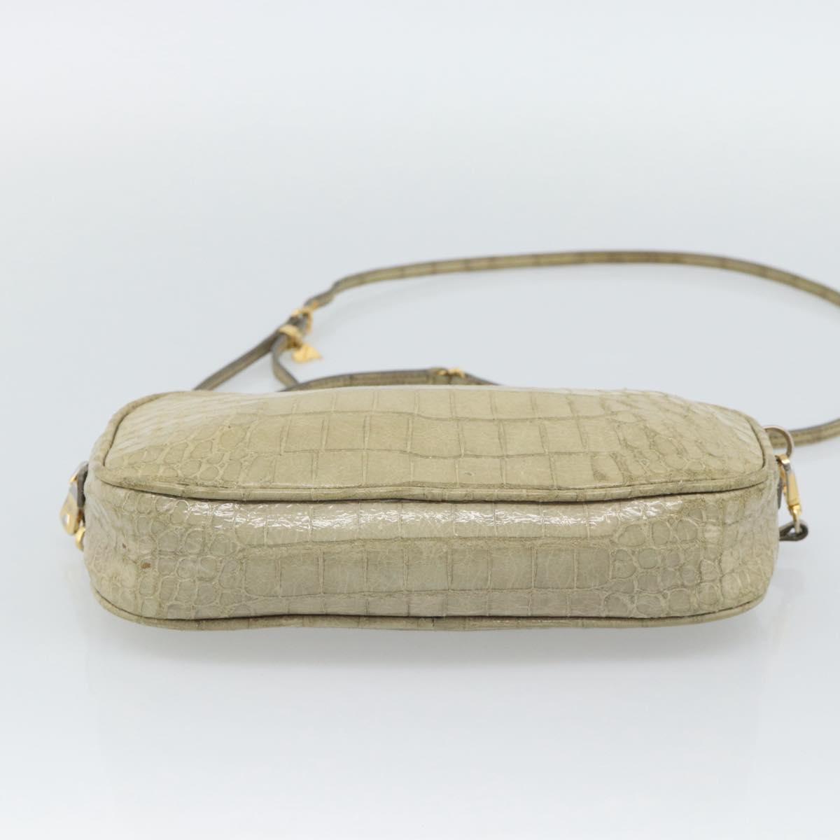 Miu Miu Shoulder Bag Leather Beige Gold Auth bs36735
