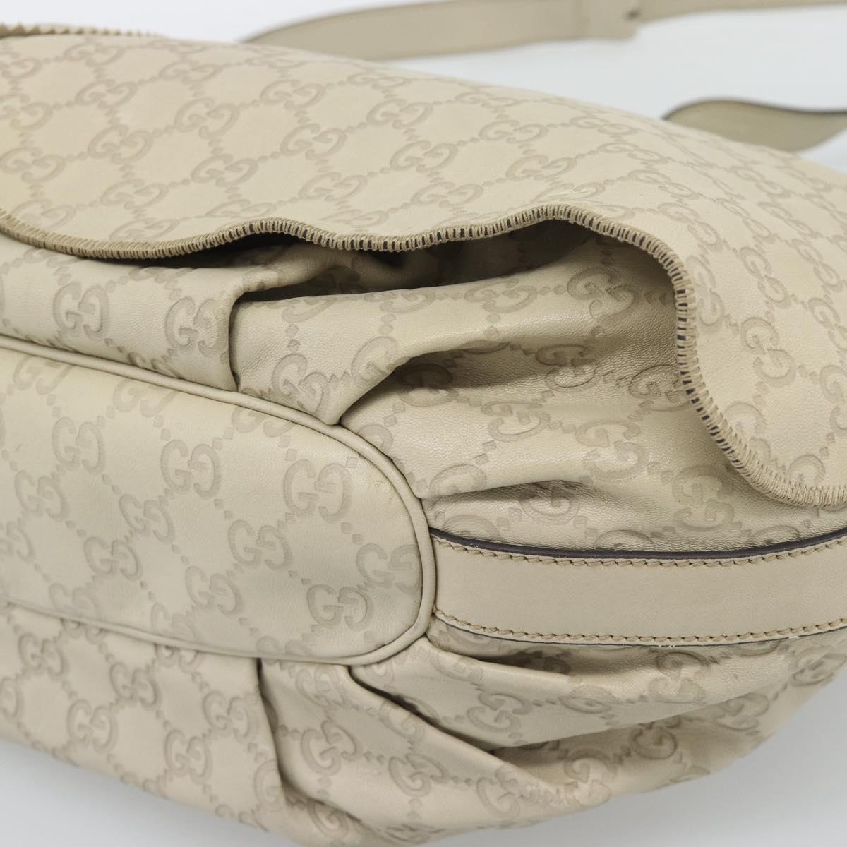 GUCCI GG Canvas Guccissima Shoulder Bag White Gold 212572 Auth bs36736