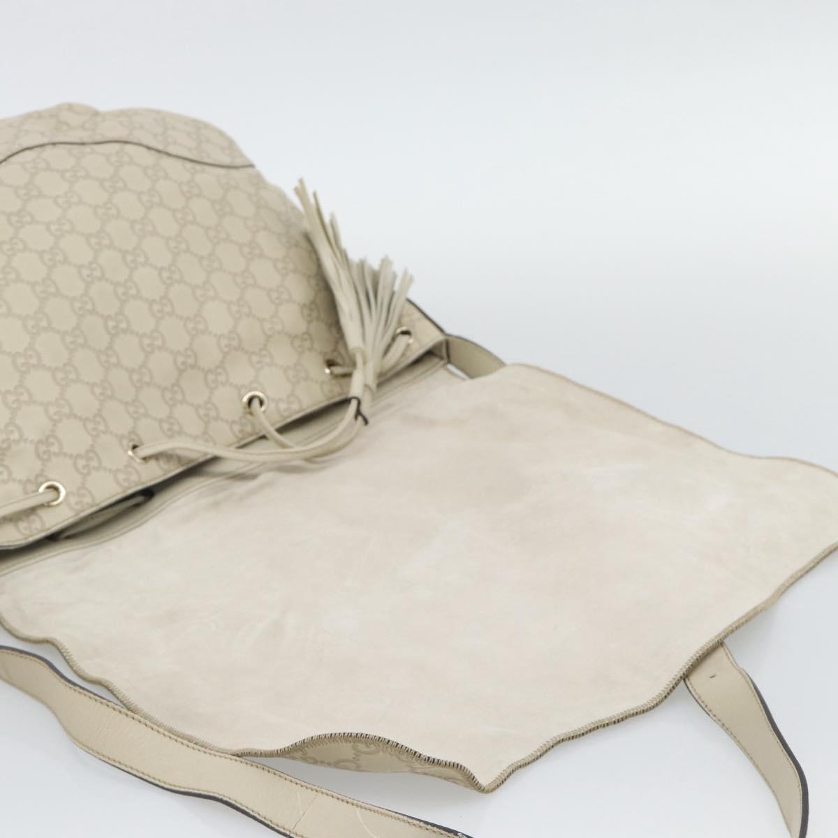 GUCCI GG Canvas Guccissima Shoulder Bag White Gold 212572 Auth bs36736