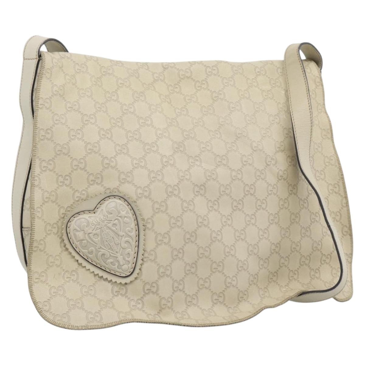 GUCCI GG Canvas Guccissima Shoulder Bag White Gold 212572 Auth bs36736