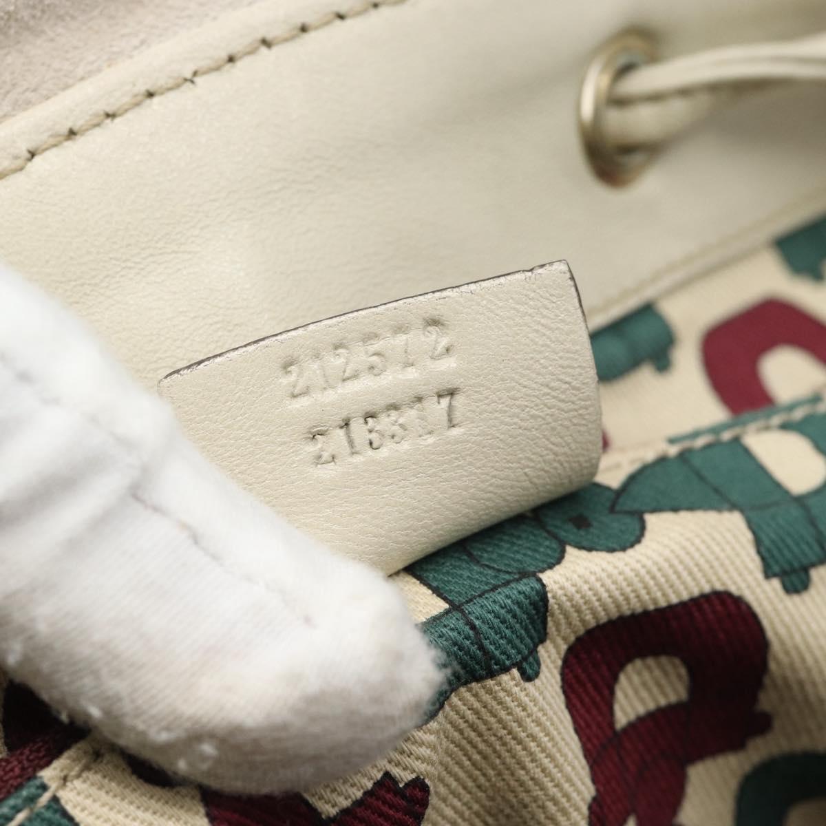 GUCCI GG Canvas Guccissima Shoulder Bag White Gold 212572 Auth bs36736