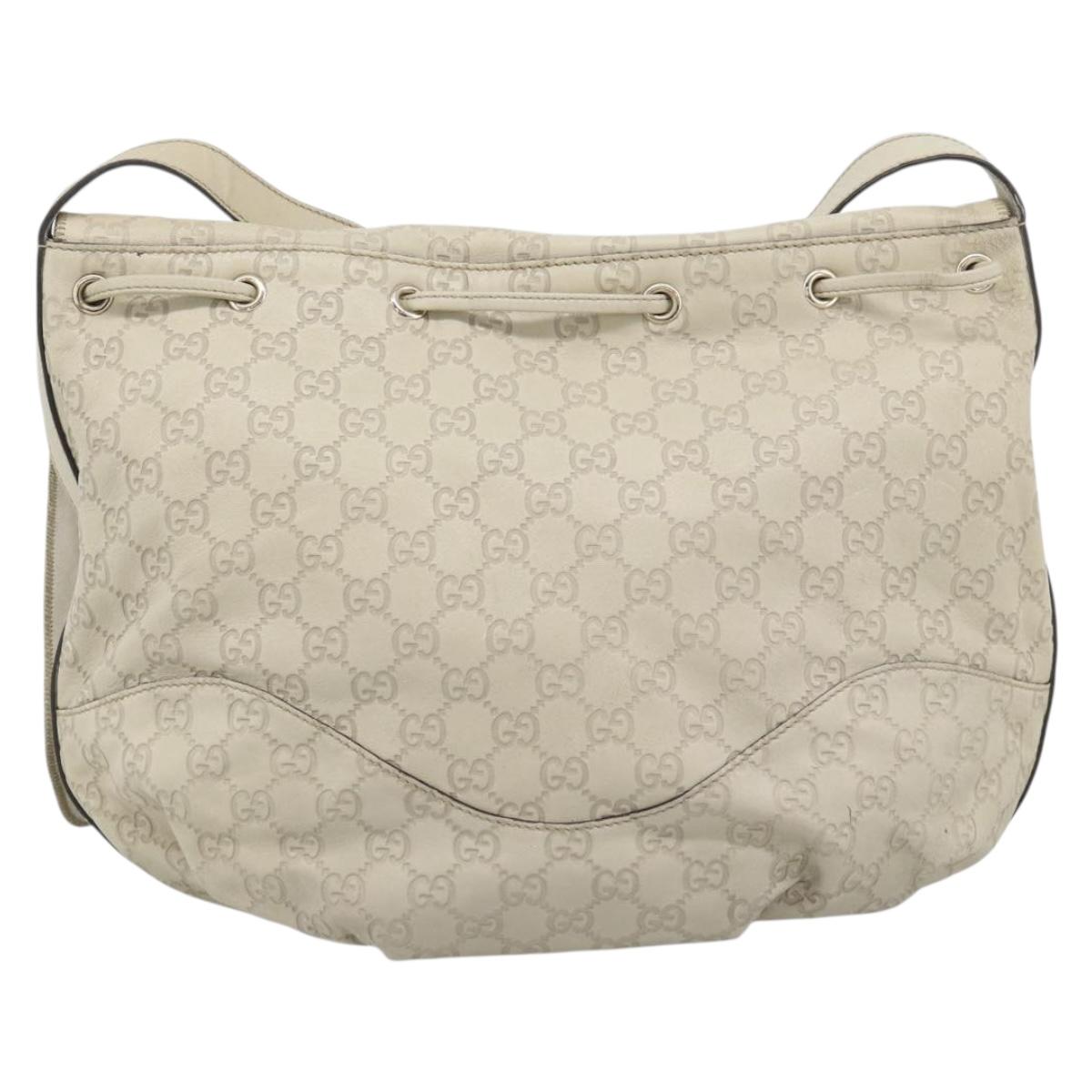 GUCCI GG Canvas Guccissima Shoulder Bag White Gold 212572 Auth bs36736