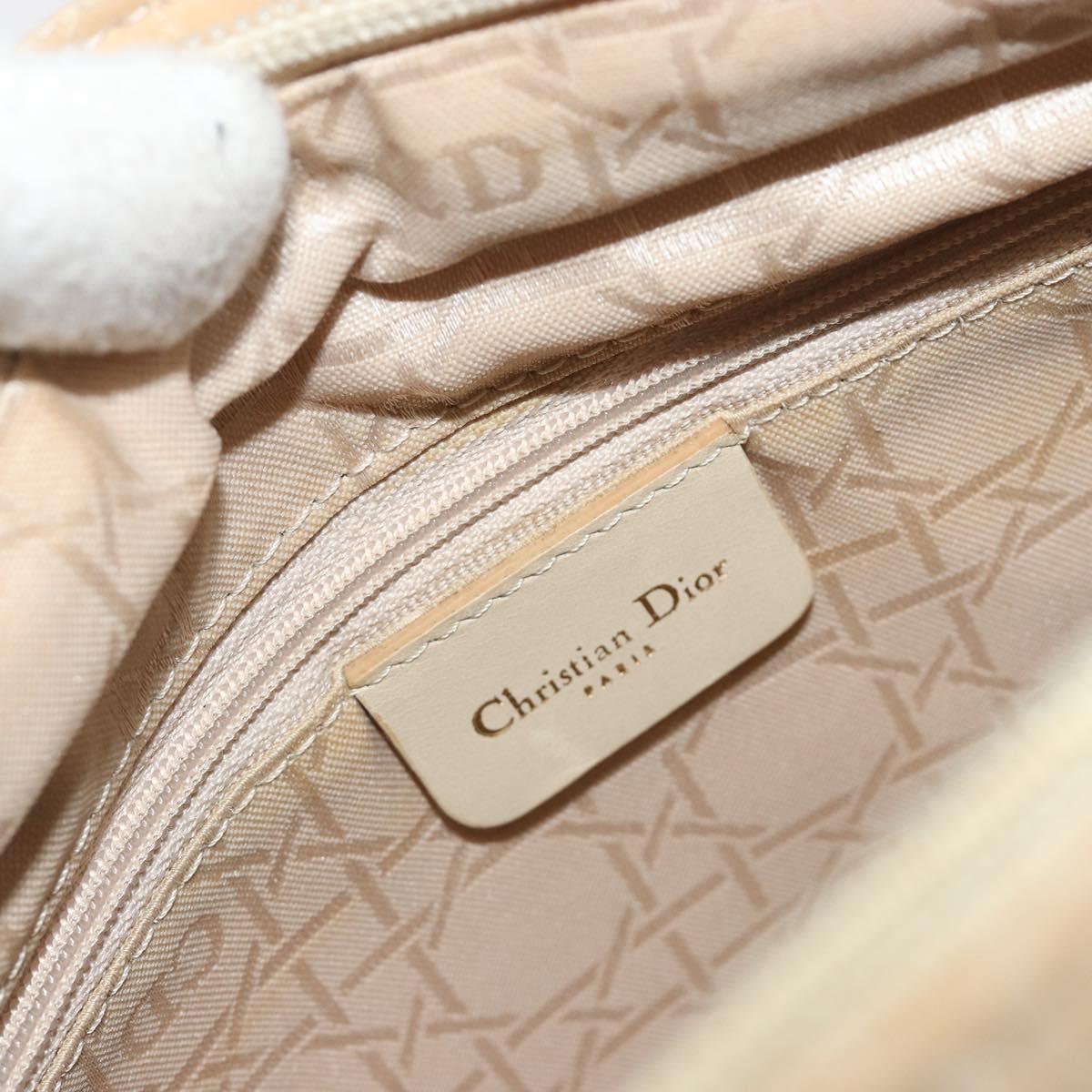 Christian Dior Lady Dior Canage Hand Bag Nylon Beige Gold Auth bs36737