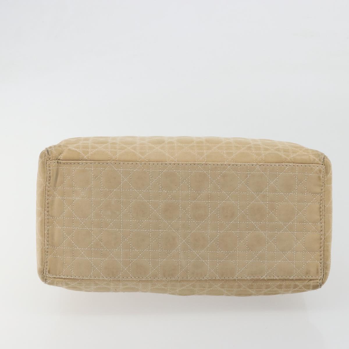 Christian Dior Lady Dior Canage Hand Bag Nylon Beige Gold Auth bs36737