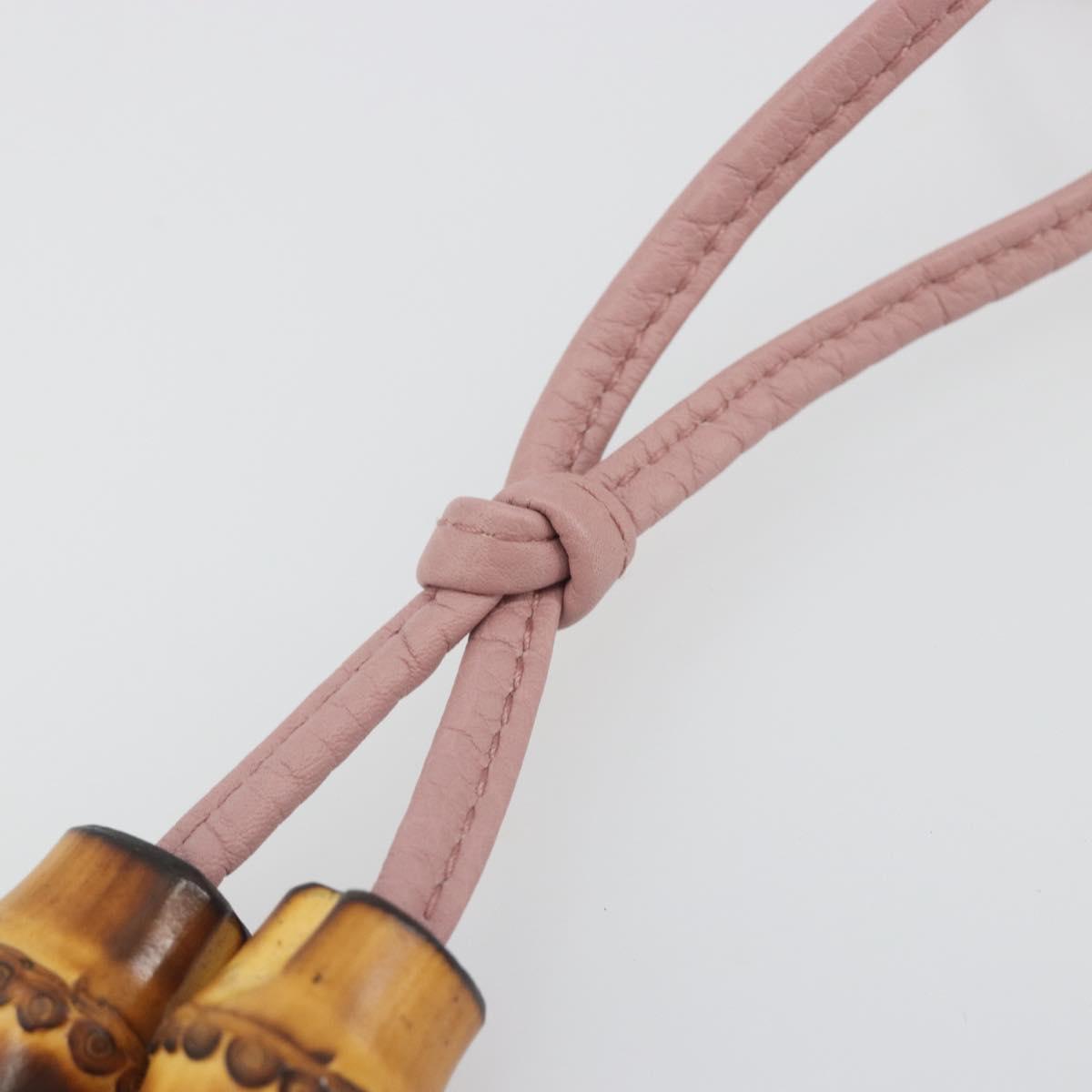 GUCCI Bamboo Charm Leather Pink Gold Auth bs36738A
