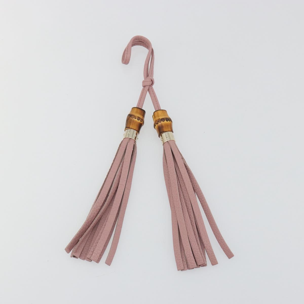 GUCCI Bamboo Charm Leather Pink Gold Auth bs36738A