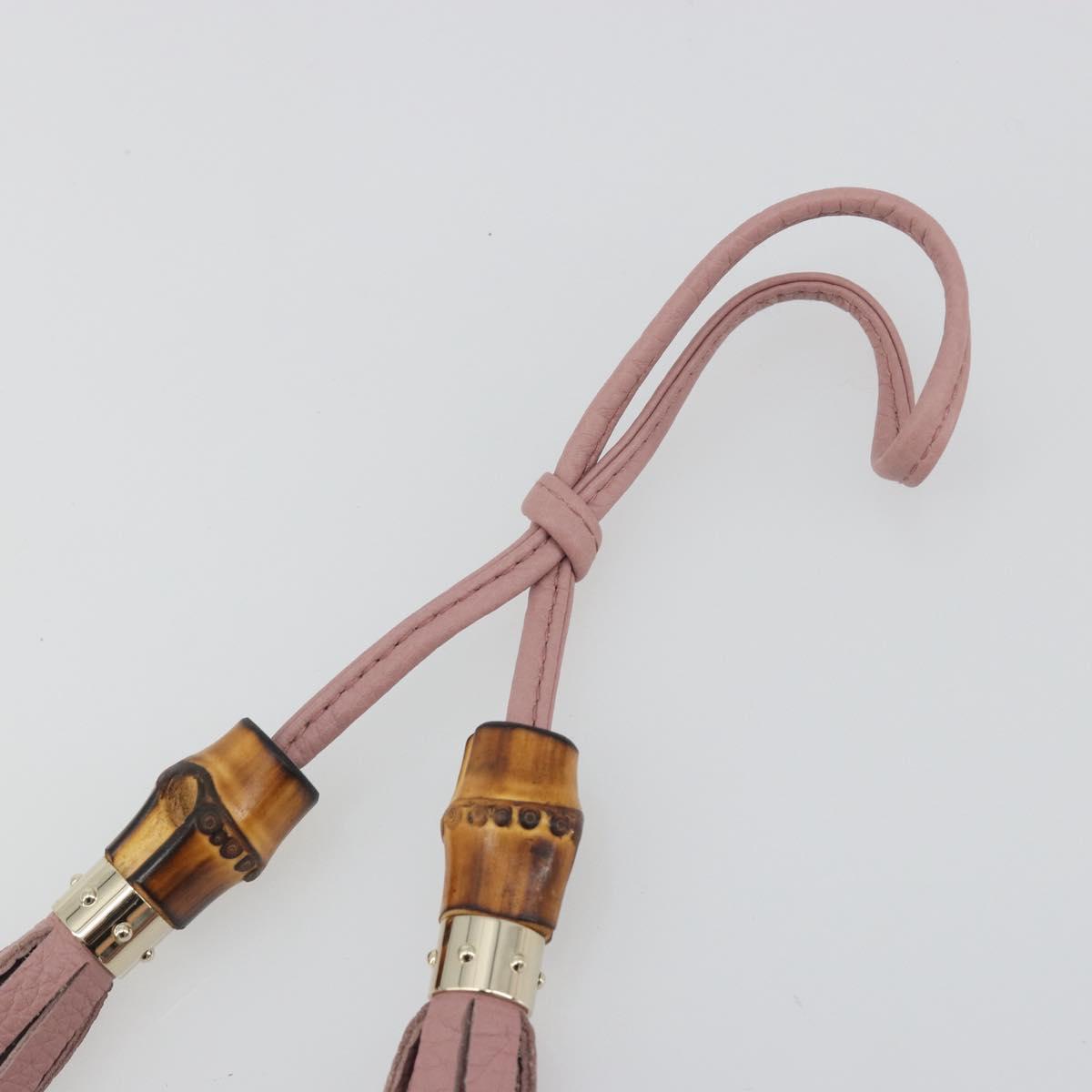 GUCCI Bamboo Charm Leather Pink Gold Auth bs36738A