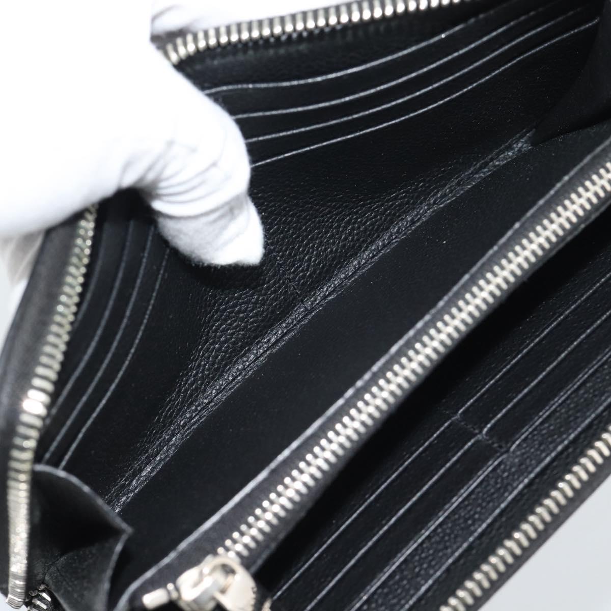 SAINT LAURENT Long Wallet Leather Black Silver Auth bs36739