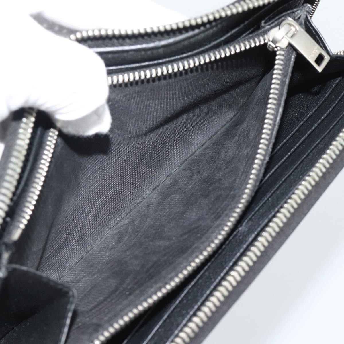 SAINT LAURENT Long Wallet Leather Black Silver Auth bs36739