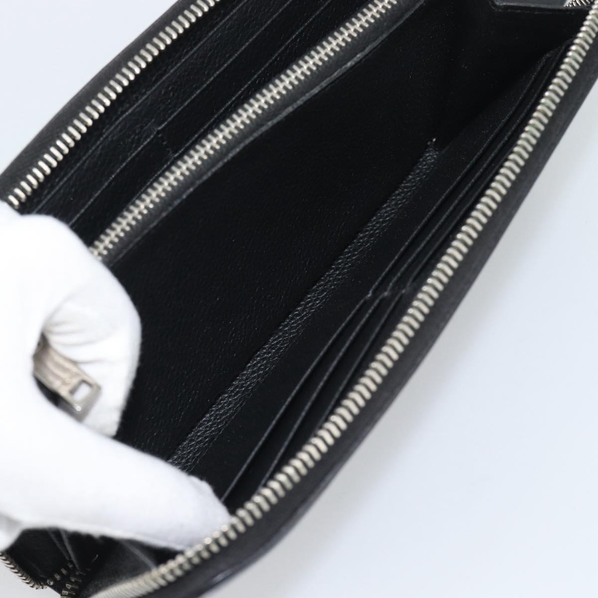 SAINT LAURENT Long Wallet Leather Black Silver Auth bs36739
