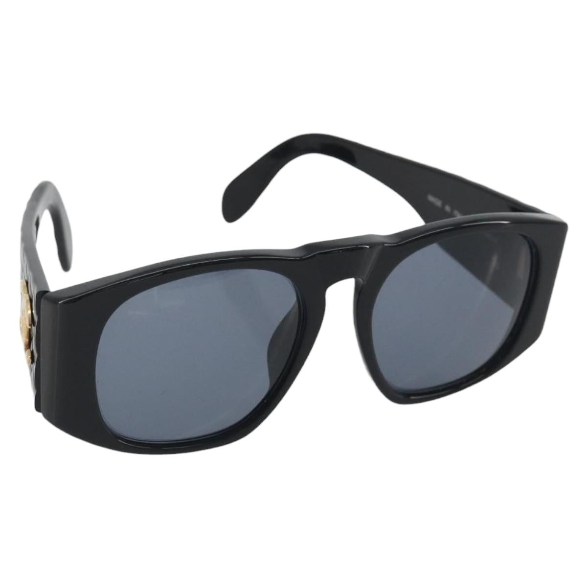 CHANEL Sunglasses Plastic Black Gold CC Auth bs36740
