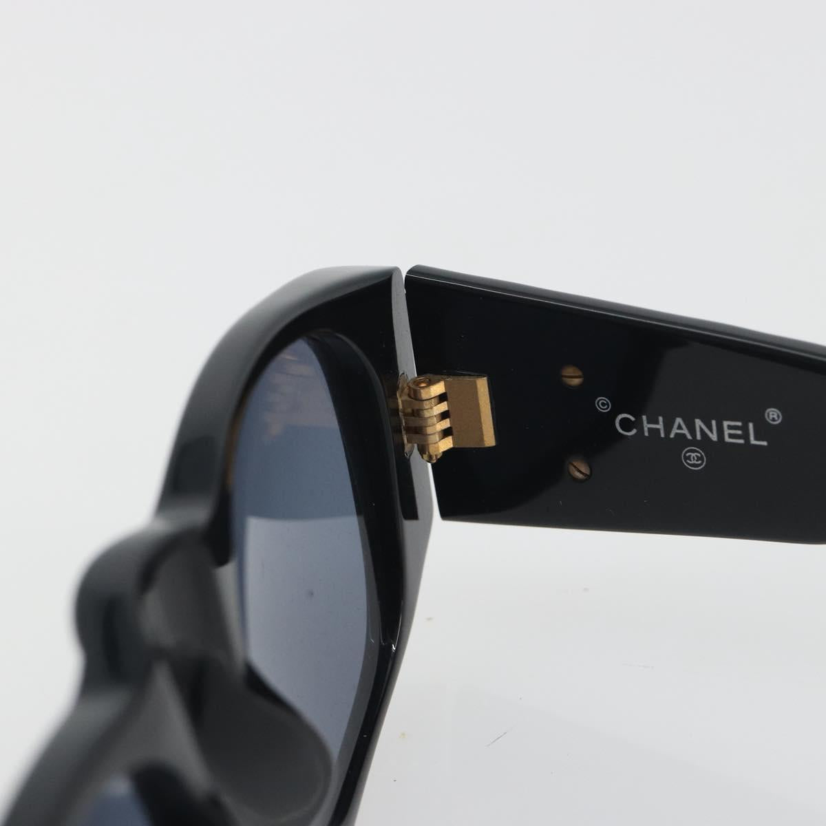 CHANEL Sunglasses Plastic Black Gold CC Auth bs36740