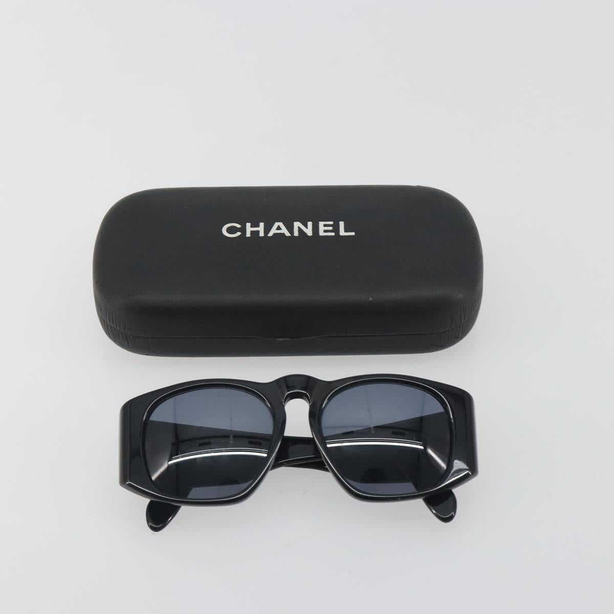 CHANEL Sunglasses Plastic Black Gold CC Auth bs36740