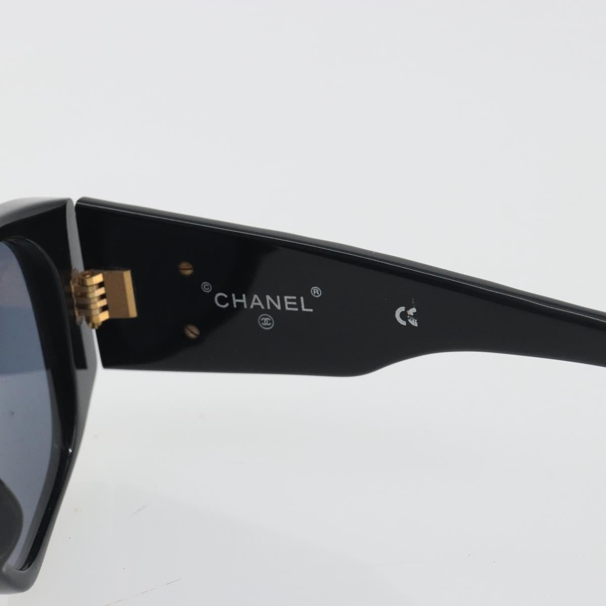 CHANEL Sunglasses Plastic Black Gold CC Auth bs36740